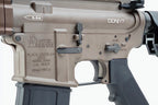 Réplique de fusil GBBR GHK Daniel Defense en finition tan avec marquages détaillés et sélecteur de tir