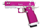 Pistolet hi-capa pink airsoft de ARMY ARMAMENT en métal rose et argent avec poignée texturée