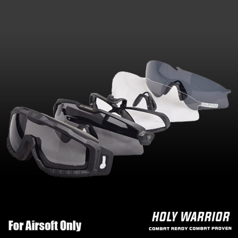 Holy Warrior airsoft protective goggles set with various lens options for optimal eye protection