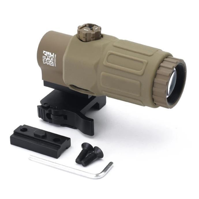 Holy Warrior G33 PT tan magnifier with mounting accessories for enhanced optics performance