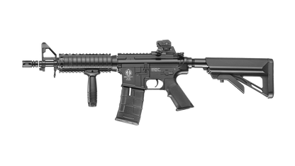 ICS CS4 M4 AEG AIRSOFT black electric airsoft rifle with adjustable stock and vertical foregrip
