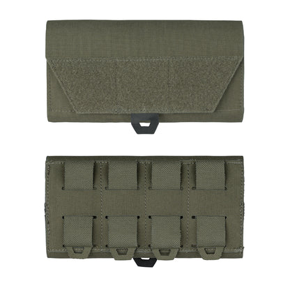 IDOGEAR green tactical CELLPHONE POUCH with multiple straps and velcro closure front and back views