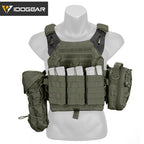 Gilet tactique vert olive avec poches multiples chesplate jpc2 de la marque IDOGEAR