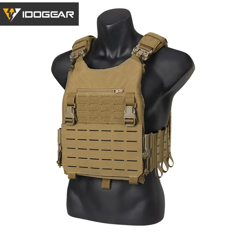 Gilet tactique CHESPLATE LSR couleur sable avec sangles réglables par IDOGEAR