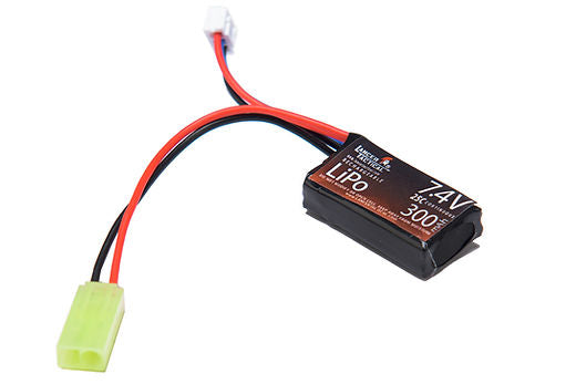 Lancer Tactical LiPo 7.4V airsoft battery 300mAh compact pack with balance lead and small Tamiya connector