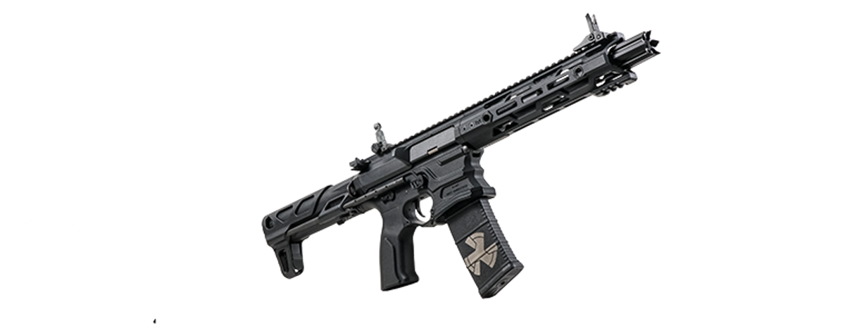 G&G M4 AEG AIRSOFT gun in black with tactical rail system and adjustable stock