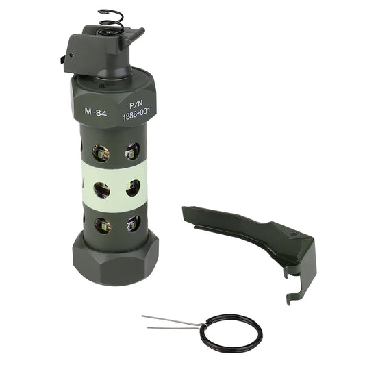 Matrix M82 flashbang airsoft grenade with safety lever and pull pin for airsoft gameplay