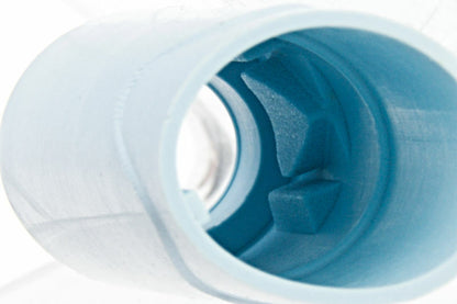 Close-up view of MAPLE LEAF BUCKING blue cylinder internals with textured interior features