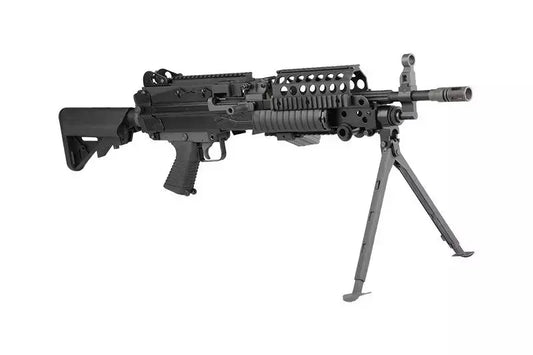 CLASSIC ARMY MK46 AEG AIRSOFT machine gun replica with bipod and adjustable stock in black