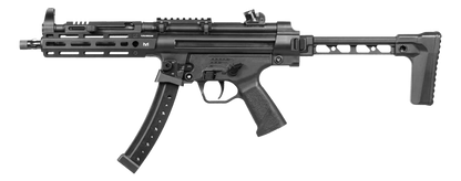 G&G MP5 R5 AEG AIRSOFT gun with black compact design and foldable stock