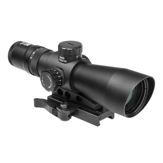NCSTAR SCOPE black tactical rifle scope with adjustable knobs and mounting rail