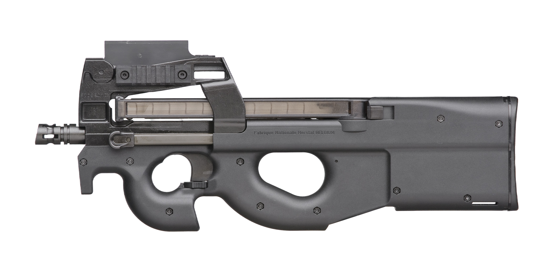 G&G P90 AEG AIRSOFT gun black compact design with integrated top rail and ergonomic grip