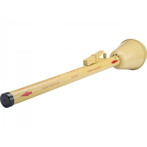 6MM PANZERFAUST AIRSOFT launcher with beige body and red directional markings