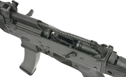 Détail interne du ppk-20 airsoft SMG WELL PRO avec ressort et mécanisme exposés