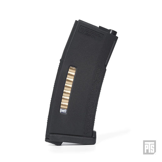 PTS Enhanced Polymer M4 Magazine black curved polymer airsoft mag with side ammo window and textured grip