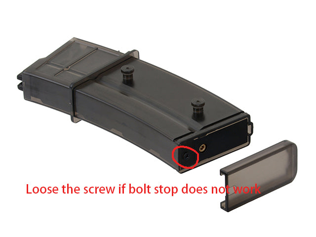 R36 GBB airsoft magazine by ARMY ARMAMENT with screw for bolt stop adjustment