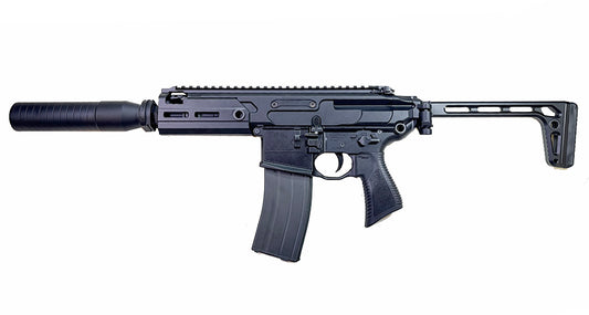Rattler GBBR WELL PRO réplique d'arme noire avec silencieux et crosse pliable