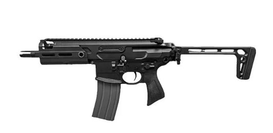 GBBR rattler mws 5,5 gbb noir de SALVO PRECISION avec poignée ergonomique et crosse repliable