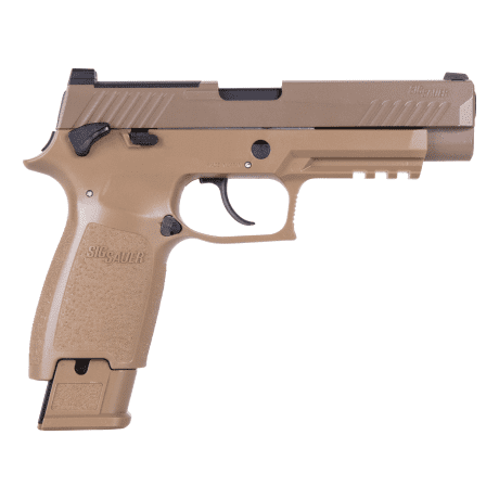 SIG SAUER sig m17 gbb pistol in tan with black accents and tactical rail