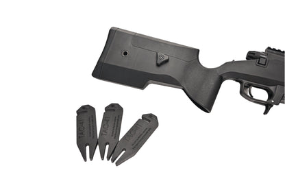 SILVERBACK TAC-41P SPORT sniper rifle stock and three adjustable cheek risers in black