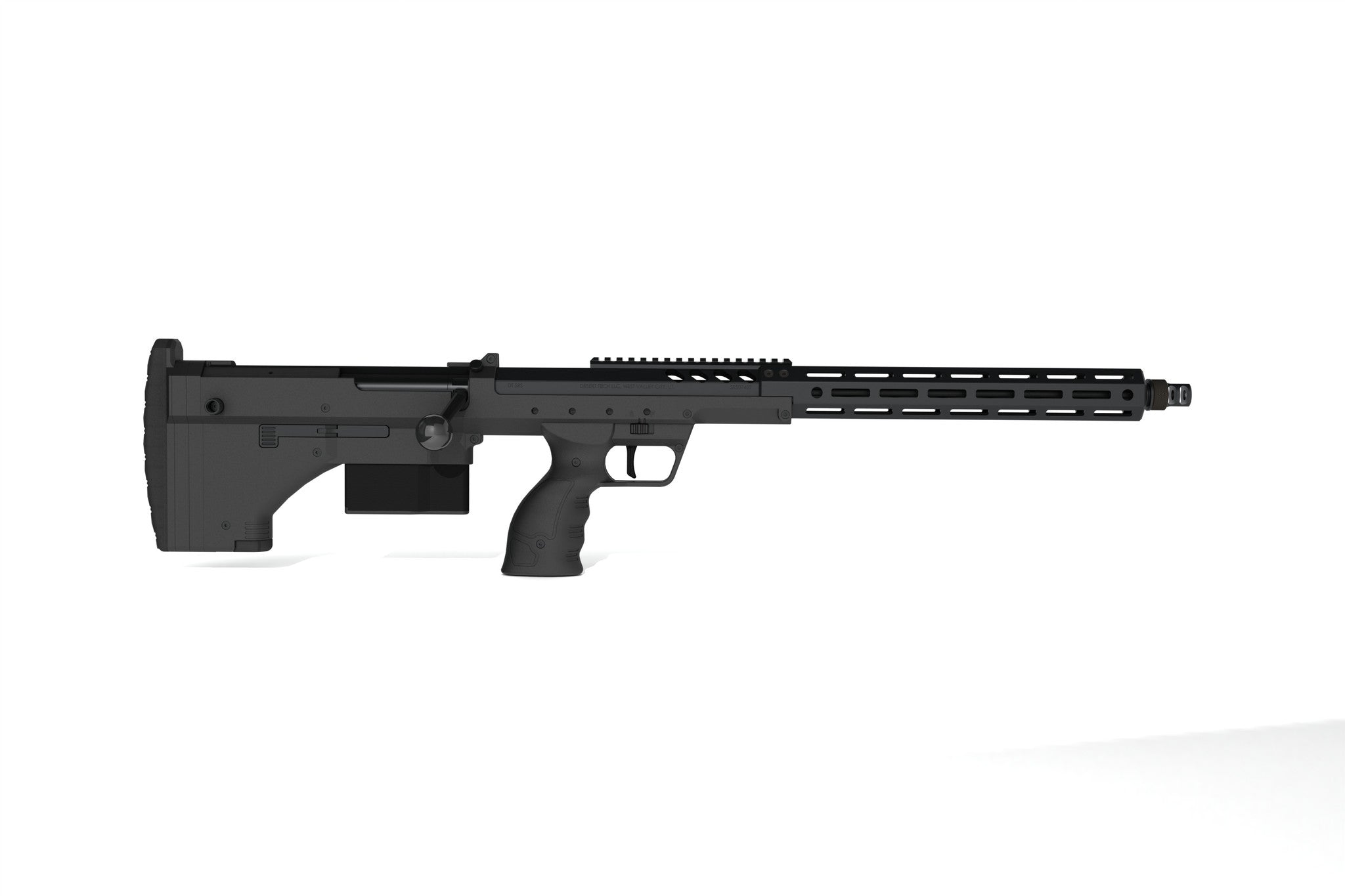 Black SILVERBACK SRS sniper rifle with adjustable stock and long barrel for precision shooting