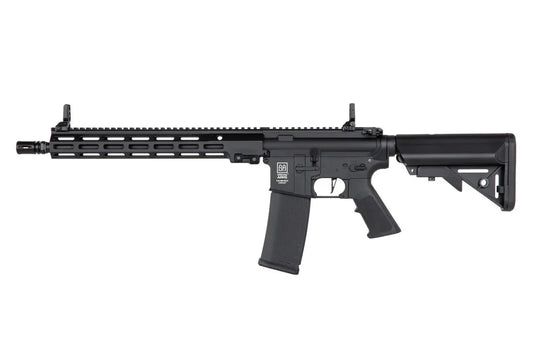 Black Specna Arms C22 AEG AIRSOFT rifle with adjustable stock and long handguard