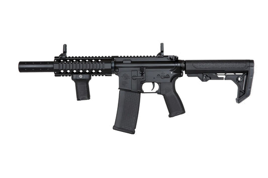 Réplique airsoft SPECNAARMS a11 edge noire avec silencieux et crosse réglable