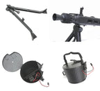 S&T MG42 LMG AEG AIRSOFT metal bipod, barrel, and drum magazine components in black