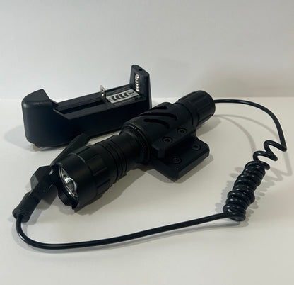 Black 1200 flash light with mounting bracket and coiled remote switch by District Airsoft
