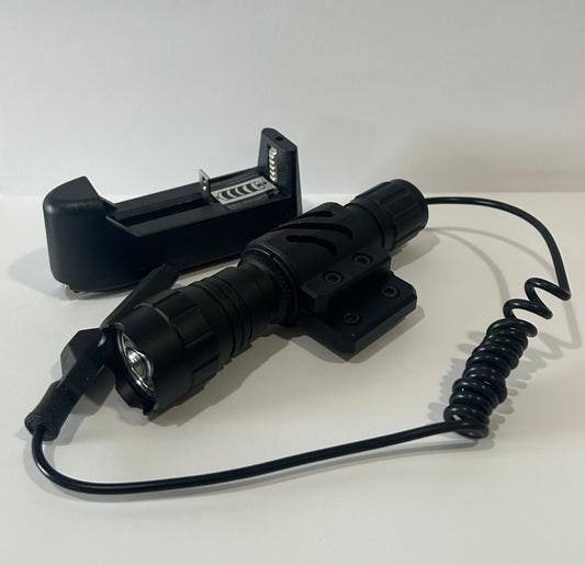 Black 1200 flash light with mounting bracket and coiled remote switch by District Airsoft