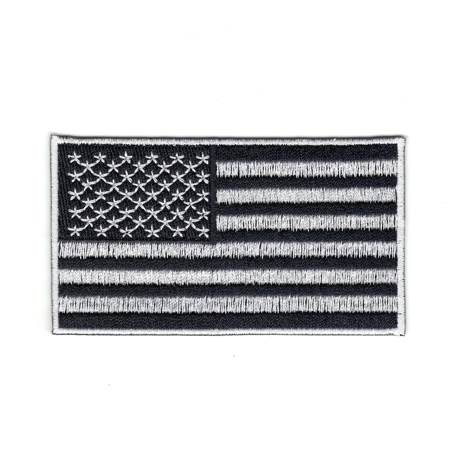 District Airsoft black American flag patch embroidered morale rectangular patch in black and white