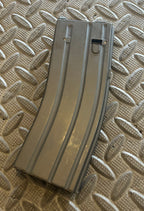 Tokyo Marui M4 MWS GBBR magazine in silver finish designed for airsoft enthusiasts