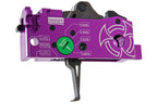 TOXICANT purple adjustable drop in trigger module with green selector knob and percentage settings for rifles