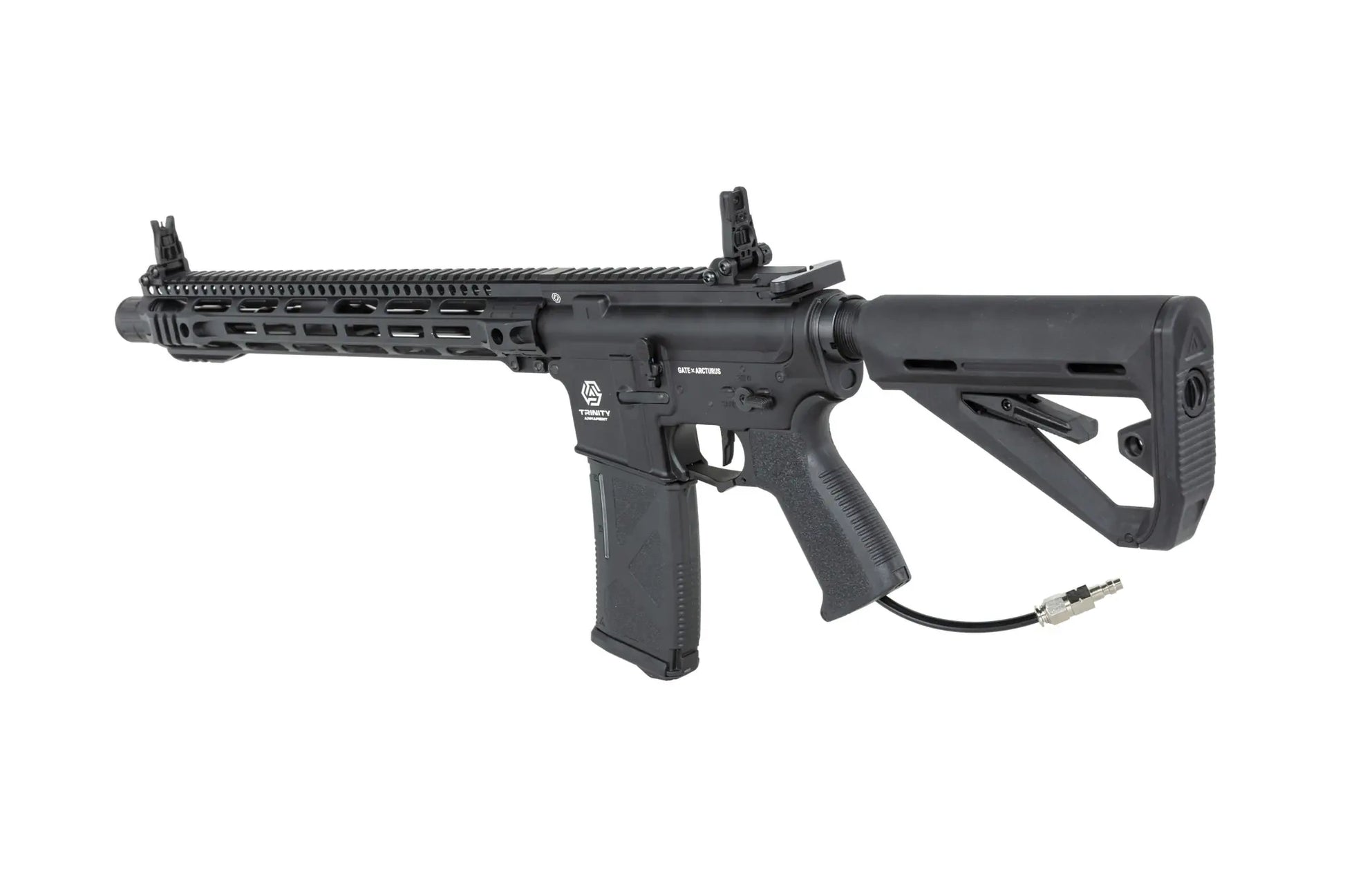 Réplique HPA Trinity Armament ga-ta02p noire avec crosse réglable et rail supérieur