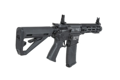 Réplique d'arme AEG TRINITY ARMAMENT GA-TA03 noire avec crosse réglable et viseurs rabattables