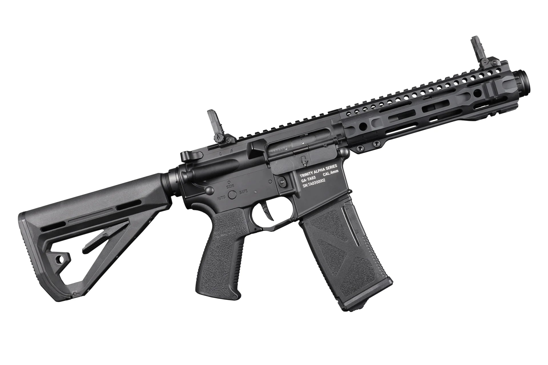 AEG TRINITY ARMAMENT GA-TA03 carabine airsoft noire avec crosse réglable et chargeur haute capacité