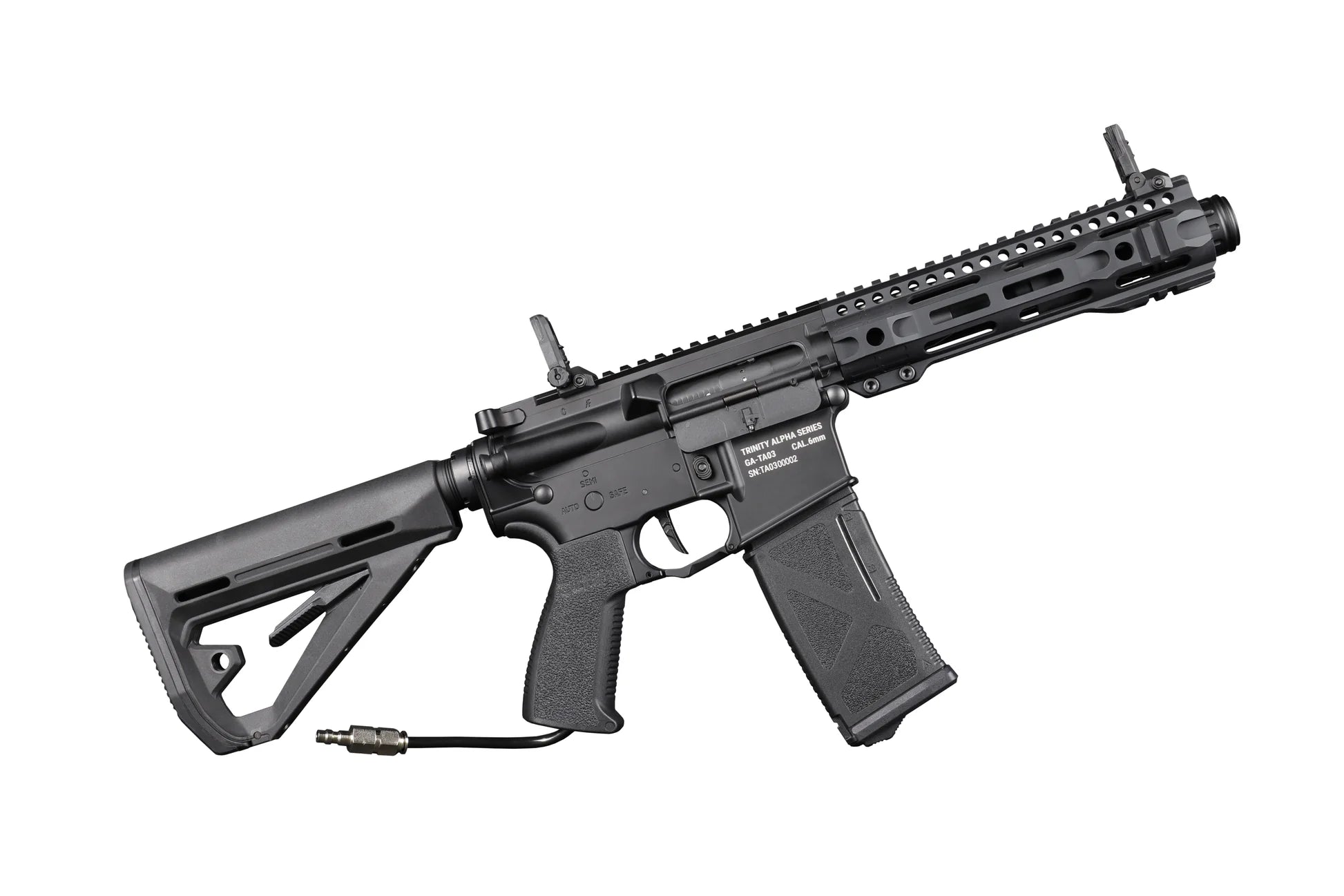 HPA TRINITY ARMAMENT GA-TA03P pistolet d'airsoft noir avec crosse réglable et chargeur