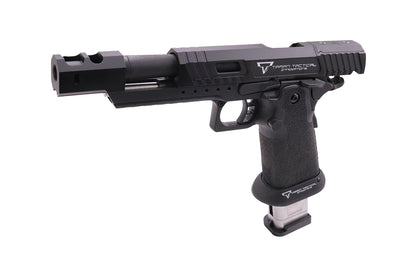 EMG TTI combat master airsoft pistol with black tactical design and extended magazine