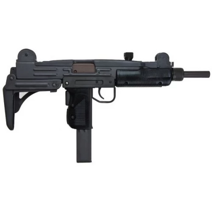 NORTHEAST AEG uzi airsoft gun with black folding stock and extended magazine