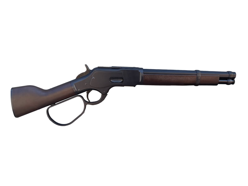 AEG Winchester airsoft replica with wood finish and detailed metal components for realistic gameplay